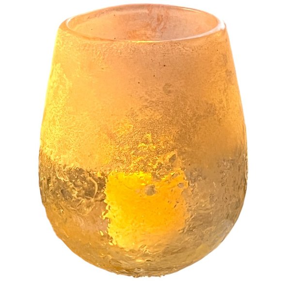 TOZAI HOME Hand-Blown Art Glass Candle Holder Small Vase Pink, White, Clear 5x4 - Picture 8 of 10